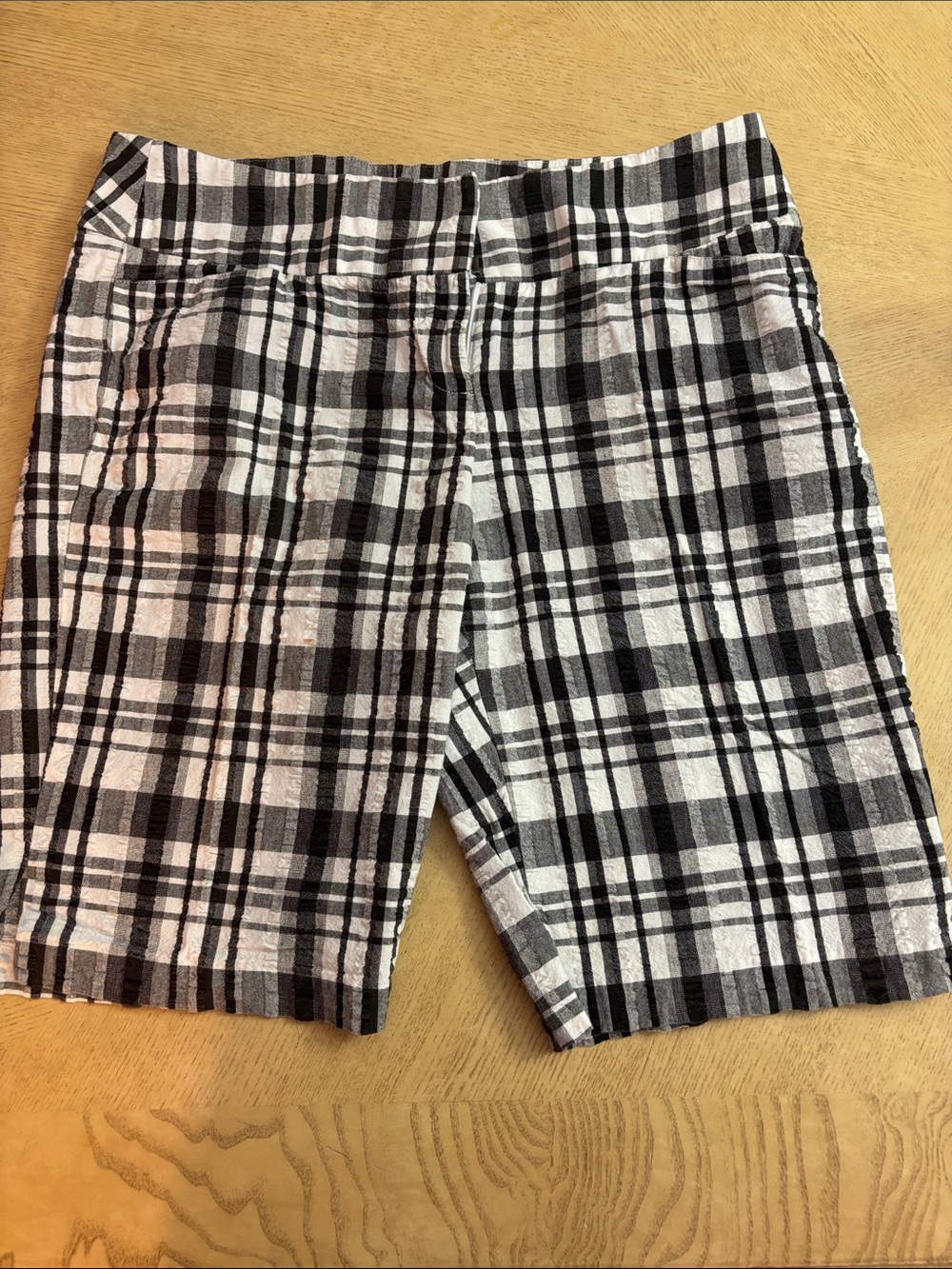Madison Black and White Plaid Bermuda Shorts
